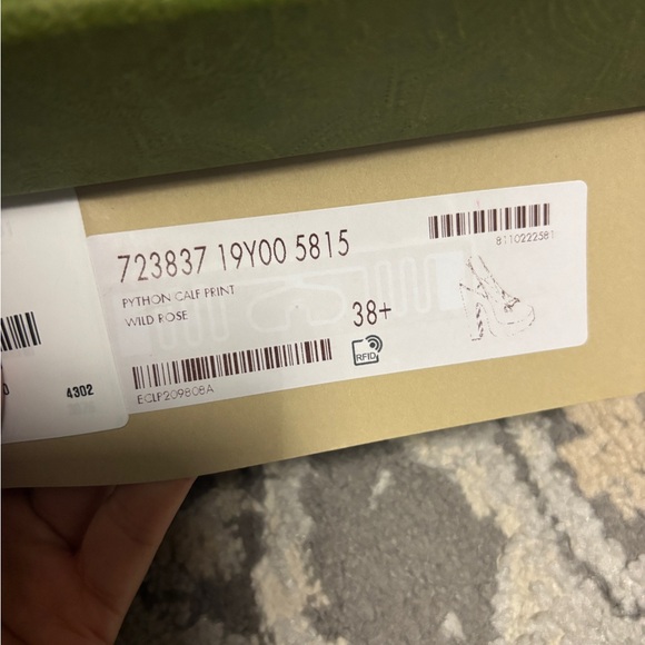 New Gucci High heel pump Pythons Calf Print Leather Wild Rose 723837 - Picture 7 of 10